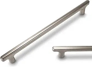 6 Pack 15 Inch(381mm) Brushed Satin Nickel Cabinet Handles and Pulls - Silver Drawer Hardware for Kitchen and Dresser
