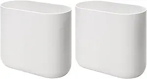 iDesign Small Slim Plastic Bathroom Trash Can, Garbage Can for Bedroom, Office, Desk, Dorm, 2-Pack, White