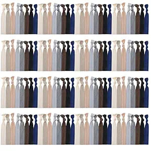 120 Pack Neutral Color No Crease Ribbon Elastics Hair Ties Women Yoga Knotted Ponytail Holder