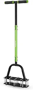 WORKPRO 38 Lawn Aerator Tool with 17 Spikes, Manual Lawn Aerators with Dual-Layer Design, Ergonomic T-Handle, Heavy Duty Manual Grass Aerator for Lawn Aeration, Soil Loosening, and Yard Care