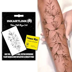 INKARTLINK Flowers 7 Temporary Tattoos, Realistic Waterproof