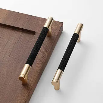 24 Pack 5 Inch 128 mm Bar Cabinet Pulls Gold and Black Knurled Handles for Brushed Gold Drawer Pulls Cupboard Aluminum Handles