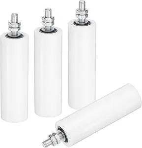 uxcell 4Pcs Slide Gate Guide Roller, 6" Nylon Rollers Gate Support Assembly, Universal Sealed Ball Bearing Rolling Gate Guider for Sliding Door, White