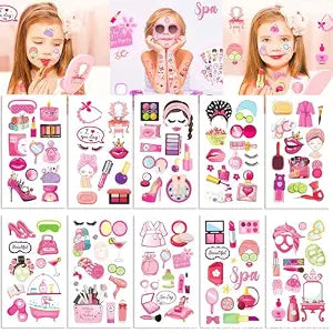 Spa Party Temporary Tattoos for Girls, 10 Sheets 110 Pcs Waterproof Fake Tattoos, Girl���s Spa Birthday Party Favors, Iridescent Foil Beauty Theme Tattoo Stickers fo