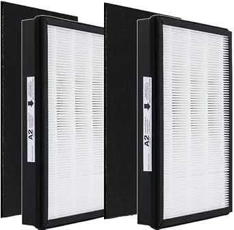 A2 True HEPA Replacement Filter, Compatible with Filtrete FAP-C02-A2, FAP-C03-A2, FAP-T03-A2 Air Purifier, Part # 1150101, 2 HEPA + 2 Carbon pre-filters