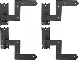 Renovators Supply Manufacturing Pack of 2 Wrought Iron Lift-Off Pintle Shutter Hinges 6.5" Black Colonial Window & Gate Hardware