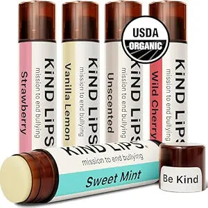 Kind Lips USDA Organic Lip Balm Variety Pack, 5 Pack with Beeswax