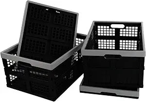 34-Liter Collapsible Storage Crates/Stackable Storage Container Basket, Set of 4