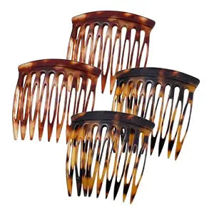 HYFEEL Hair Side Combs - Small French Side Hair Comb Clips for Women Decorative French Twist Hair Styling Accessories -4 Pcs (Tortoise, Brown)