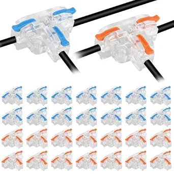 30PCS Upgraded Compact Wire Conductor Connector, T-Shape Lever Nut Wire Connector, Quick Splitter 3 Way Electrical Connectors, AWG 28-12 Lever connectors for Wiring