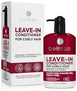 Leave in Conditioner for Curly Hair - Frizz Control for Women and Men - Restores Dry, Damaged and Wavy Hair - Detangler Cream and Sulfate Free Anti Static Moisturizer Treatment with Shea Butter