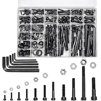 434PCS M5 M6 M8 M10 M12 Metric Bolt Assortment 12.9 Grade Cylindrical Head Screws Nuts and Washers Hex Socket Head Cap Machine Screws Kit