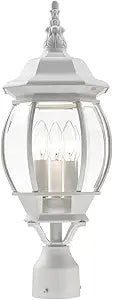 Livex Lighting 7526-13 Outdoor Post Top Light with Clear Beveled Glass Shades, White