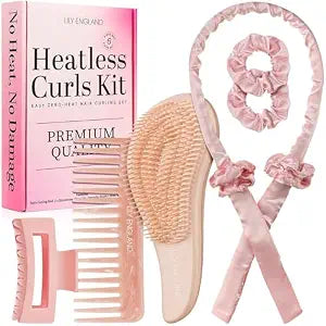 Lily England Heatless Curls Overnight Set - Satin Hair Curlers to Sleep In