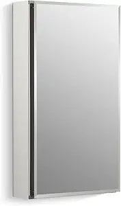 Kohler CB-CLC1526FS Frameless Bathroom Mirror Medicine Cabinet, Single Door, Rectangular Beveled Edge Frame, Bathroom Cabinet Mirror, Adjustable Shelves, 15 in. W x 26 in. H