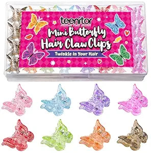 Teenitor Mini Butterfly Hair Clips, Y2K Glitter Butterfly Clips 32Pcs