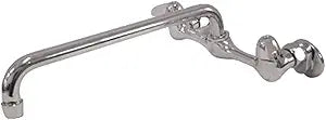 Kingston Brass KF100+ Tubular Spout Cast Brass Wall Mount Kitchen Faucet, 12", Polished Chrome Finish