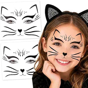 Black Glitter Cat Face Sticker for Kids Cat Face Paint Stickers