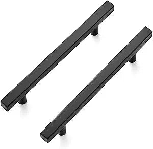 Ravinte 20 Pack 7.38'' Square Cabinet Pulls Matte Black Stainless Steel Kitchen Drawer Pulls Cabinet Handles 7-3/8Length,5 Hole Center
