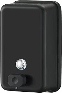 Stardrix Matte Black Stainless Steel Vertical 1100ml/37oz Capacity Commercial-Grade Soap Dispenser, Wall-Mounted Bathroom Hand Soap Dispenser with Corrosion-Proof Lining and Anti-Leak Pump