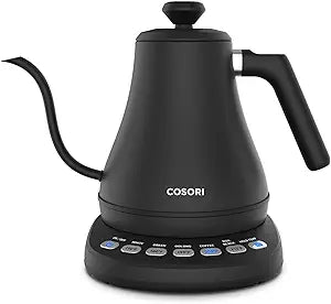 Cosori Electric Gooseneck Kettle with 5 Temperature Control Presets, Pour Over Kettle for Coffee & Tea, Hot Water Boiler, 100% Stainless Steel Inner Lid & Bottom, 1200W, 0.8L, Black