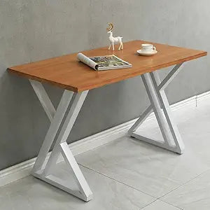 White 28" H Metal Industrial Dining Modern Table Legs Desk Base Cast Iron Wrought Iron Bench Night Stand Office 28 inch Triangle Shape DIY (1 Set of 2 pcs) 28" H x19.7