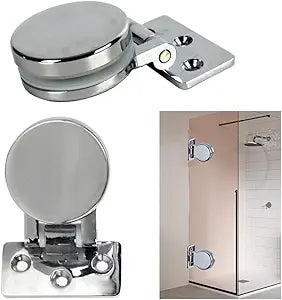2 Pack 90 Degree Heavy Duty Shower Door Hinges, Polished Stainless Steel Frameless Glass Door Clamp for 6-10mm Tempered Glass, Bathroom Cabinet Door Hinges