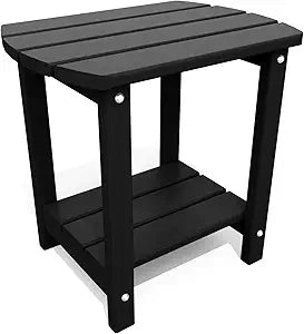 THOEOE Adirondack Outdoor Side Table, 2-Tier Sturdy Patio End Table Weather Resistant, Morden Side Table for Patio, Pool, Porch, Black
