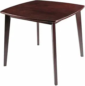 Furnifact Walnut Small Square Dining Table Solid Wood Kitchen Table Space-Saving Square Table for Dining Room, Apartment, or Breakfast Nook