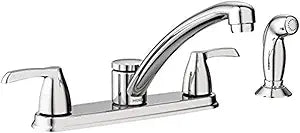 Moen 87046 Adler Two Low Arc Kitchen Faucet with Optional Knob or Lever Handles, Chrome