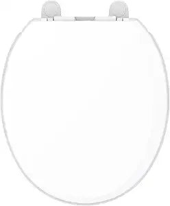 Gerber Round Front Toilet Seat with Cover, Soft Close, No Slam, Quick & Easy Install, Heavy-Duty Plastic, Durable & Fade-Resistant, White GC550129