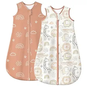 Yoofoss Baby Sleep Sack 18-24 Months TOG 1.0 Baby Wearable Blanket, 2 Pack 100% Organic Cotton Infant Toddler Sleeping Sack 2-Way Zipper Lightweight Sleep Sack