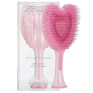 Kids Mini Hairbrush Detangler - Anti Static Soft Detangler Hair Brush for Girls, Kids - Detangle Hair Brush for Wet, Dry, Curly, Thick, Straight, or Wavy Hair - Tangle Angel Cherub - Gloss Pink