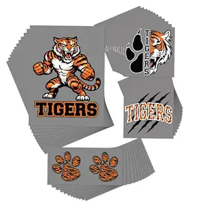 Tiger Spirit Temporary Tattoos - MADE IN USA - School & Team Spirit - 48pk