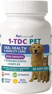 1TDC Dental & Joint Health Softgel Supplement for Dogs & Cats, Supports Oral Health, Stamina, Mobility, Muscle Strength & Recovery, Maintains Skin & Coat Health of Pets (60 Soft Gels)
