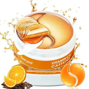 Under Eye Patches with Vitamin C & Caffeine 30 Pairs for Dark Circles, Fine Lines and Puffiness, with Niacinamide Hydra-Gel Collagen, Skin Care for Men & Women