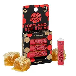 Portland Bee Balm All Natural Handmade Beeswax Lip Balm with Organic Coconut and Olive Oil (Rose Garden) - 3 Count | Natural Lip Balm, Cruelty Free, Plastic Neutral, | Organic Lip Balm