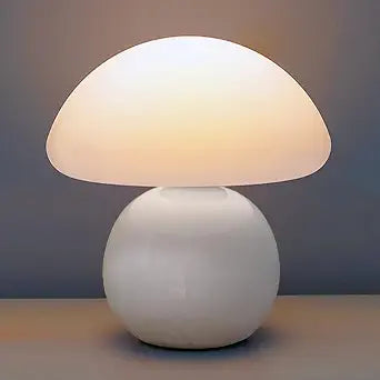 Cute Small Mushroom Lamp, PE Lampshade, Ceramic Base, Adjustable Light Color and Brightness with Power-Off Memory, Safe USB Powered, LED Mushroom Light for Bedroom Living Room (White)