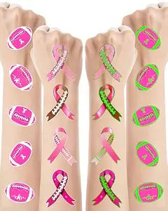 YanZonic 20 Sheets Luminous Pink Breast Cancer Accessories Football Temporary Tattoos - Glow in The Dark Breast Cancer Awareness Tattoos Temporary for Party Decoration Supplies