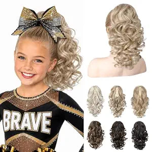 REECHO Ponytail Extension, 12" Classic Loose Curly Wavy Claw Clip Ponytail Wig Extensions Hairpieces for Women - Medium Blonde