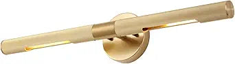 Brushed Brass Picture Light 24 inches Modern Gold Wall Sconce with Knurled Texture Cylinder Metal Shades Rotatable 360Indoor Wall Lighting Fixture Bathroom Vanity Light Bedroom Living Room