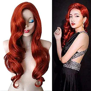 Women's Long Curly Red Cosplay Wig for Anime Costume Party Wig