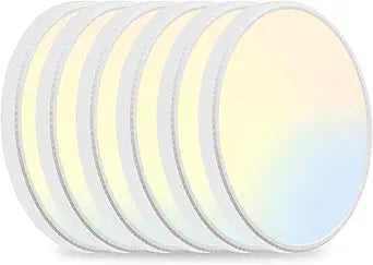 MODERN 6Pack LED Flush Mount Ceiling Light, 3000K-3500K-4500K-5000K-6000K Adjustable Ceiling Lamp,7.5inch Surface Mounted for Living Room, Bedroom, Kitchen, Laundry, Hallway (White, 6 Pack)