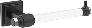 Amerock BH36061CMB | Clear/Matte Black Single Post Toilet Paper Holder | 7-1/16 inch (179 mm) Length Toilet Tissue Holder | Glacio | Bath Tissue Holder | Bathroom Hardware | Bath Accessories