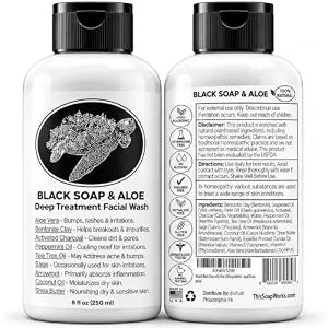 Natural Black Soap with Aloe | Helps With Bumps Dark Spot for Face Paraben Free | All Natural Ingredients Liquid Soap
