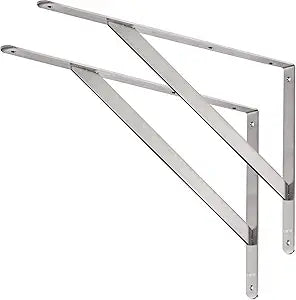 YUMORE Shelf Bracket 20", Max Load: 550lb, Heavy Duty Stainless Steel Solid Shelf Support Corner Brace Joint Right Angle L Bracket, Pack of 2
