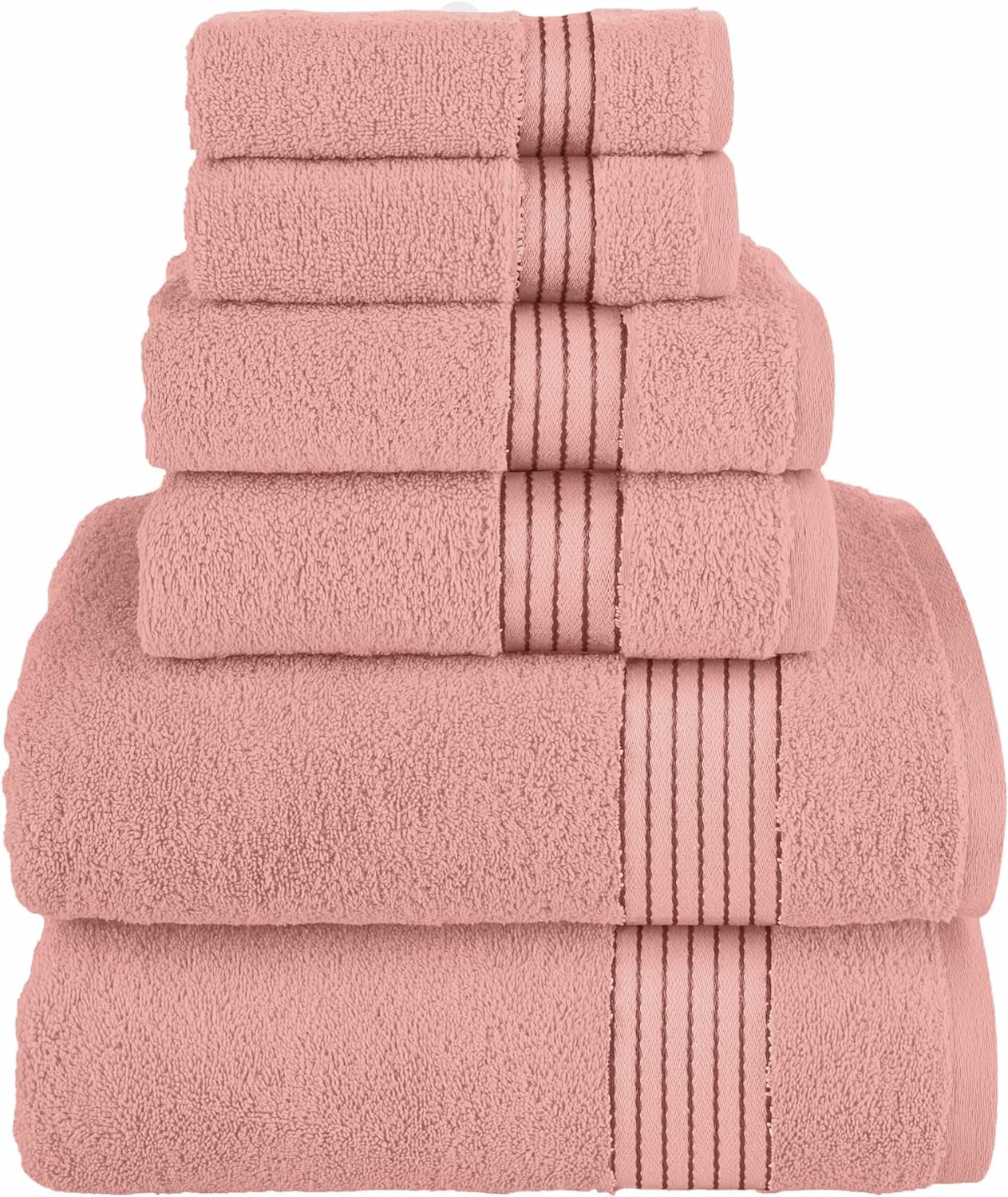 6 Piece Towel Set, 100% Cotton Premium Towel Set, 2 Bathroom Towels, 2 Hand Towels, 2 wash Cloths, Highly Absorbent Shower Towels,, Lilac