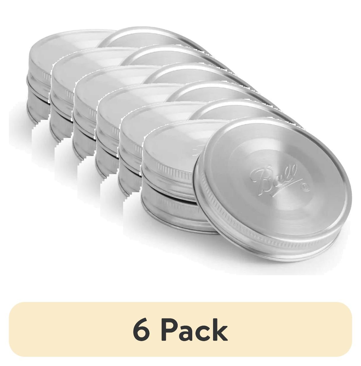 (6 pack) Ball Reusable Mason Jar Lids, Stainless Steel Storage Lids with Silicone Gaskets for an Airtight Seal, Wide Mouth, One Pack of 3