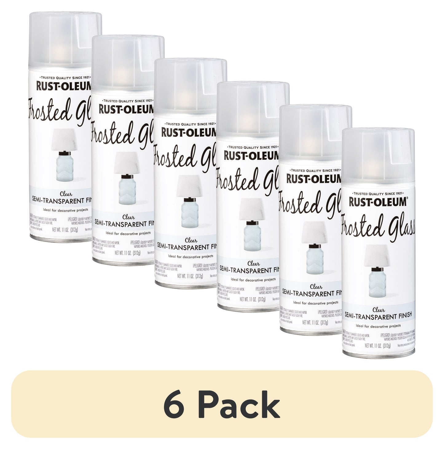 (6 pack) Frosted Glass, Rust-Oleum Spray Paint-342600, 11 oz