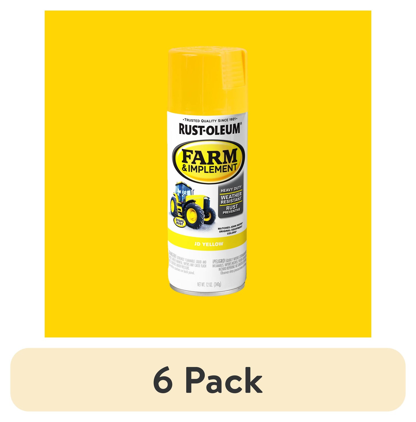 (6 pack) Black, Rust-Oleum Specialty Farm & Implement Gloss Spray Paint-280123, 12 oz